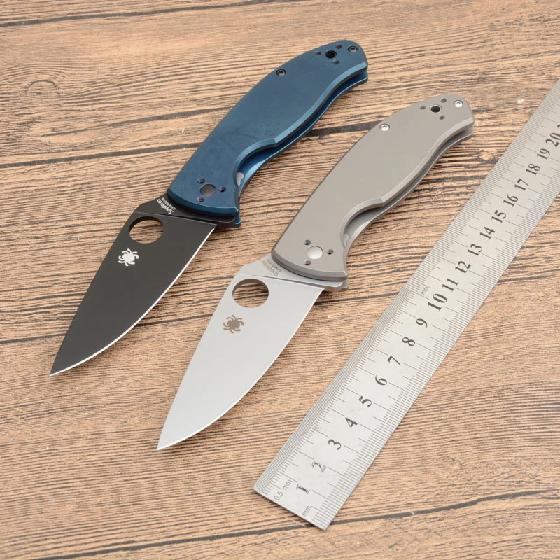 Spy C122 Frame Lock Folding Knife 3.35" S35V Satin Plain Blade, Titanium Handles