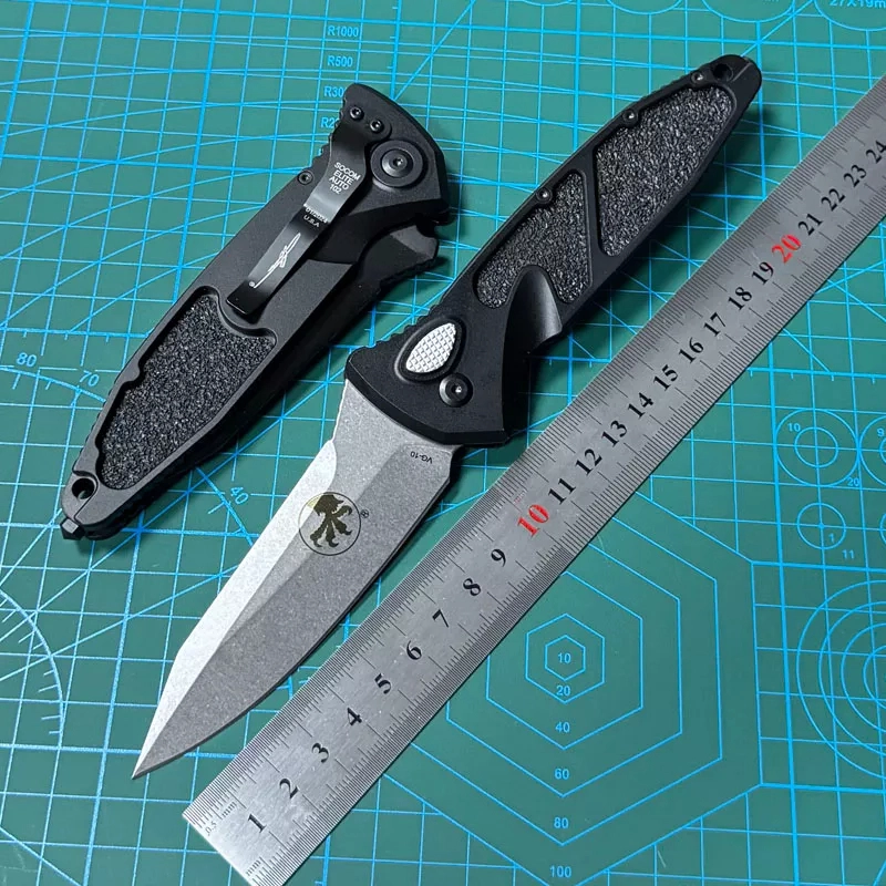 Microtech 160A Socom Elite AUTO Folding Knife  Point Plain Blade, Black Aluminum Handles