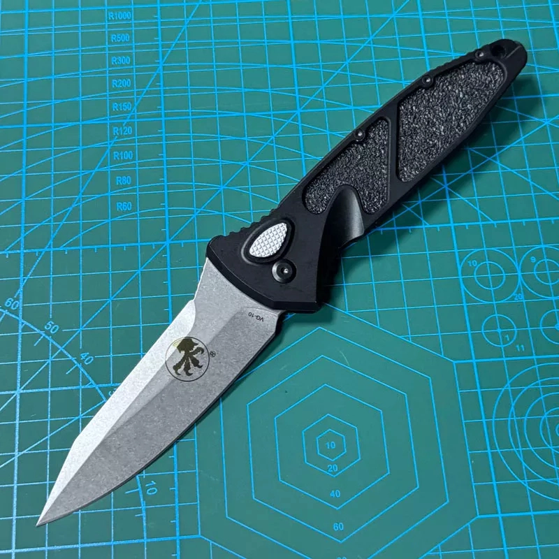 Microtech 160A Socom Elite AUTO Folding Knife  Point Plain Blade, Black Aluminum Handles
