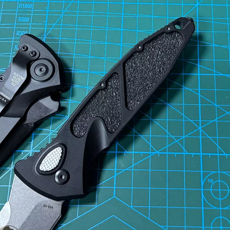 Microtech 160A Socom Elite AUTO Folding Knife  Point Plain Blade, Black Aluminum Handles