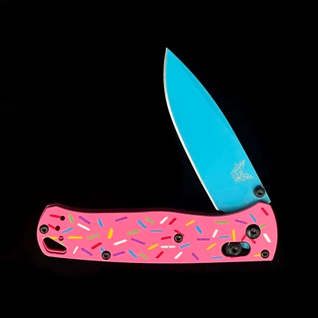 BM 535 Bugout Donut Pink Aluminum Bearing folding knife
