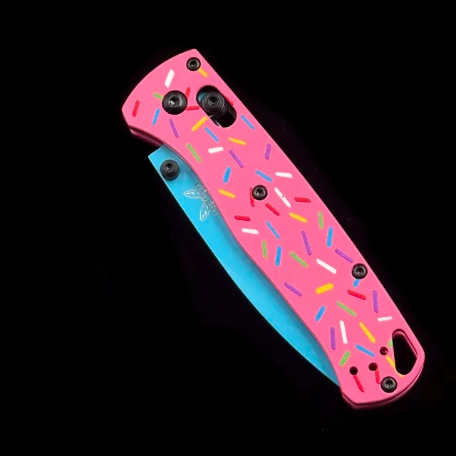 BM 535 Bugout Donut Pink Aluminum Bearing folding knife