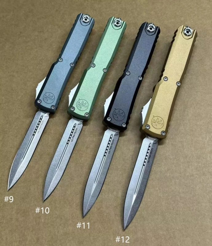 16 Modle Microtech UTX-70 Ultratech OTF AUTO Knife 3.34" D2 Plain Blade, Aluminum Alloy Handles
