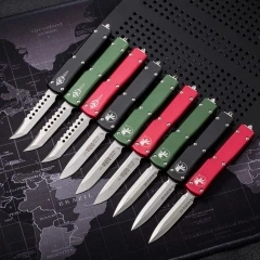 Mini Microtech Custom Knives UTX-70 OTF AUTO Knife 2.4" D2 Blade, Aviation Aluminum Steel Handles