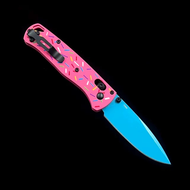 BM 535 Bugout Donut Pink Aluminum Bearing folding knife