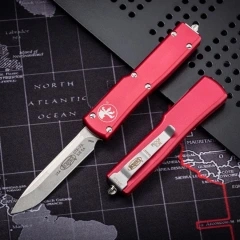 Mini Microtech Custom Knives UTX-70 OTF AUTO Knife 2.4" D2 Blade, Aviation Aluminum Steel Handles
