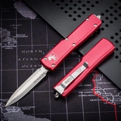 Mini Microtech Custom Knives UTX-70 OTF AUTO Knife 2.4" D2 Blade, Aviation Aluminum Steel Handles