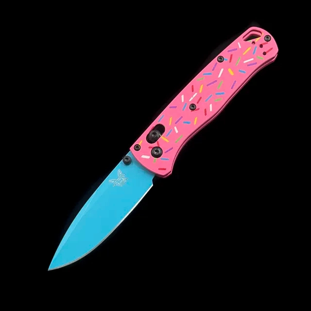 BM 535 Bugout Donut Pink Aluminum Bearing folding knife