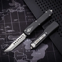 Mini Microtech Custom Knives UTX-70 OTF AUTO Knife 2.4" D2 Blade, Aviation Aluminum Steel Handles