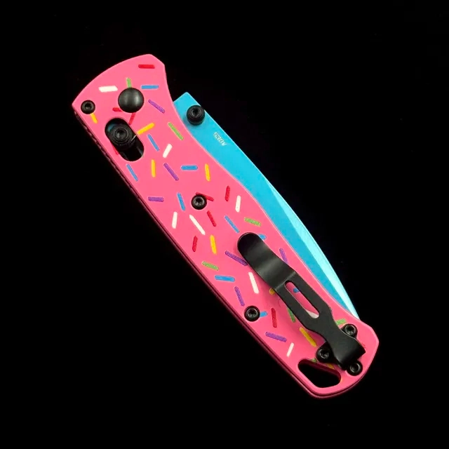 BM 535 Bugout Donut Pink Aluminum Bearing folding knife