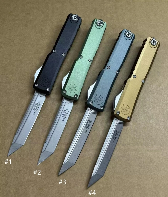 16 Modle Microtech UTX-70 Ultratech OTF AUTO Knife 3.34" D2 Plain Blade, Aluminum Alloy Handles