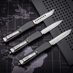 Mini Microtech Custom Knives UTX-70 OTF AUTO Knife 2.4" D2 Blade, Aviation Aluminum Steel Handles