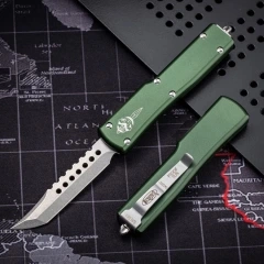 Mini Microtech Custom Knives UTX-70 OTF AUTO Knife 2.4" D2 Blade, Aviation Aluminum Steel Handles