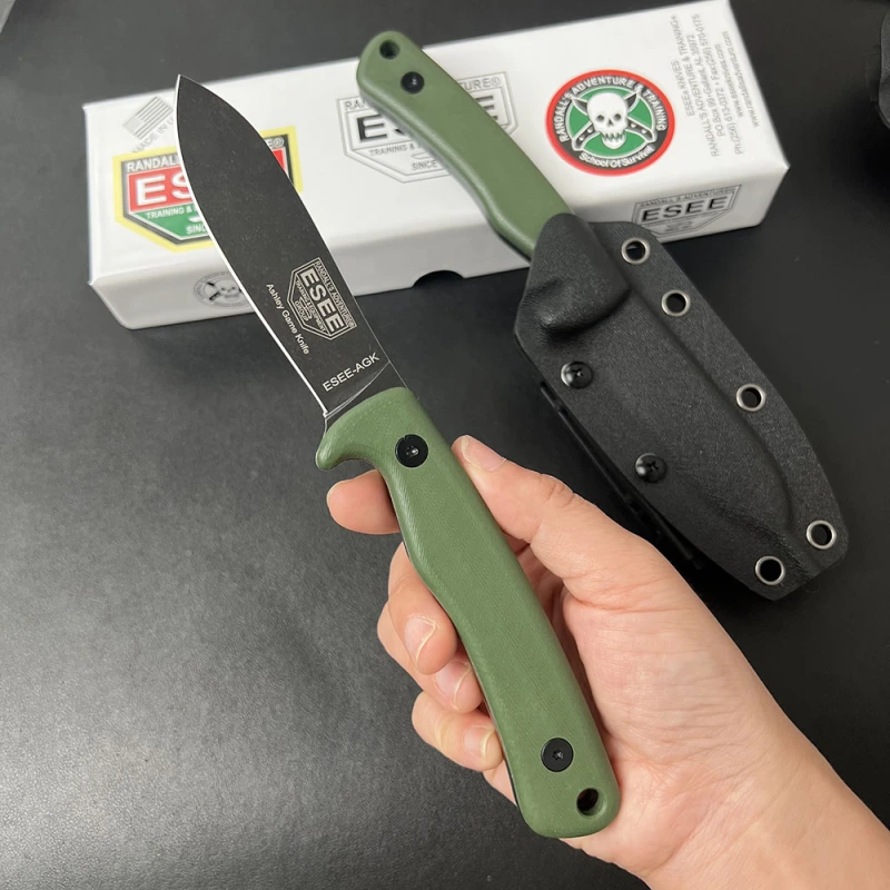 ESEE Knives AGK GREEN  3.35'' D2 Plain Edge G10 Handle