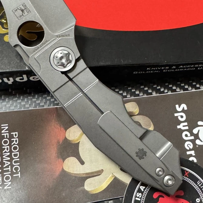 SPY C260TIP Stovepipe Folding Knife 2.78" CPM-20CV Dark Stonewashed Cleaver Blade, Dark Titanium Handles