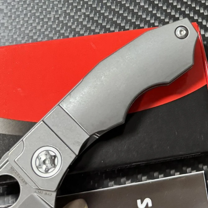 SPY C260TIP Stovepipe Folding Knife 2.78" CPM-20CV Dark Stonewashed Cleaver Blade, Dark Titanium Handles
