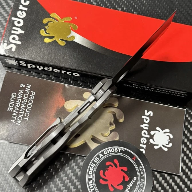 SPY C260TIP Stovepipe Folding Knife 2.78" CPM-20CV Dark Stonewashed Cleaver Blade, Dark Titanium Handles