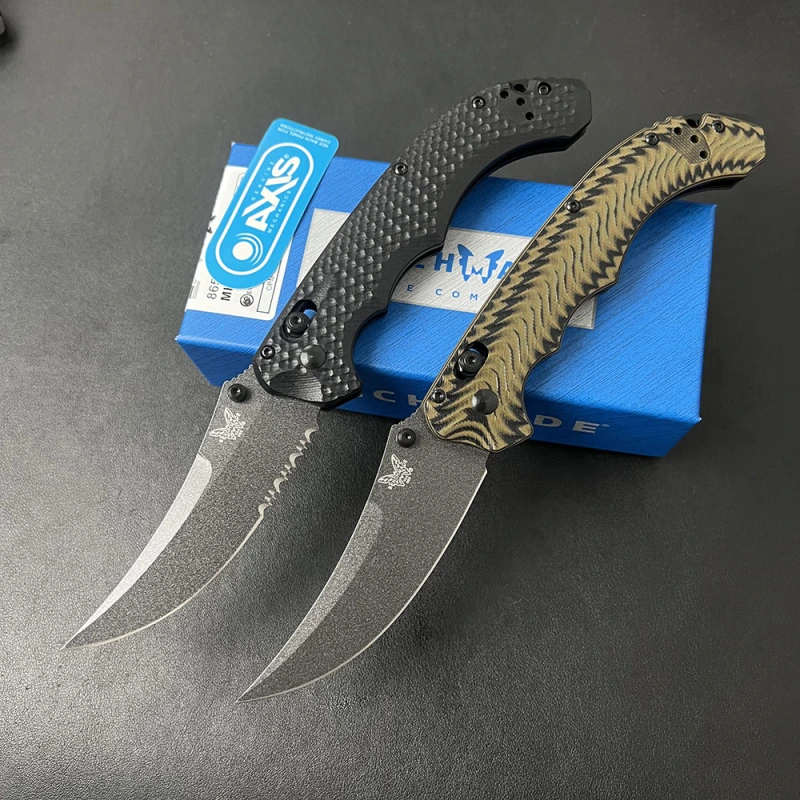 Benchmade 865BK-01 Mini Bedlam AXIS Folding Knife 3.45" S90V Blade, Green G10 / Black G10 Handles