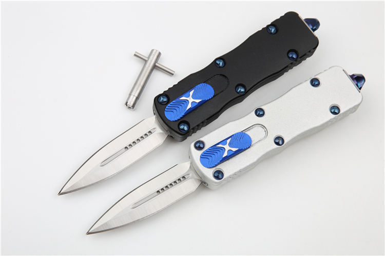 Microtech Mini Dirac Knives AUTO OTF Knife 2.16" D2 Double Edge Dagger Blade, Aviation Aluminum Handles