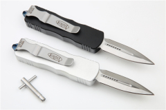 Microtech Mini Dirac Knives AUTO OTF Knife 2.16" D2 Double Edge Dagger Blade, Aviation Aluminum Handles