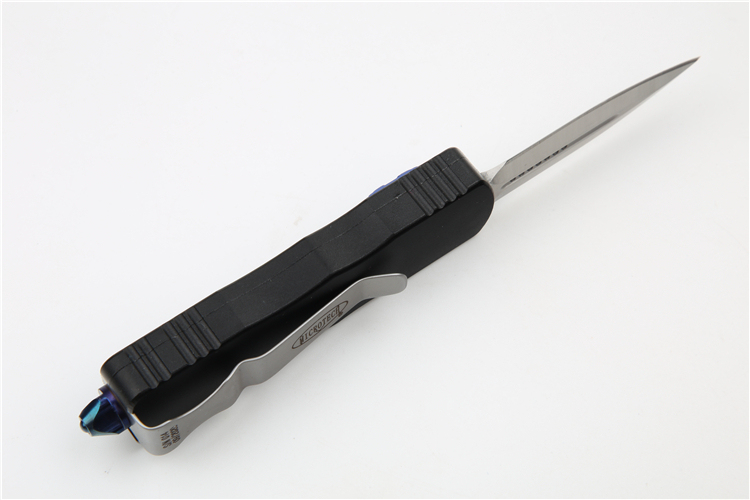 Microtech Mini Dirac Knives AUTO OTF Knife 2.16" D2 Double Edge Dagger Blade, Aviation Aluminum Handles