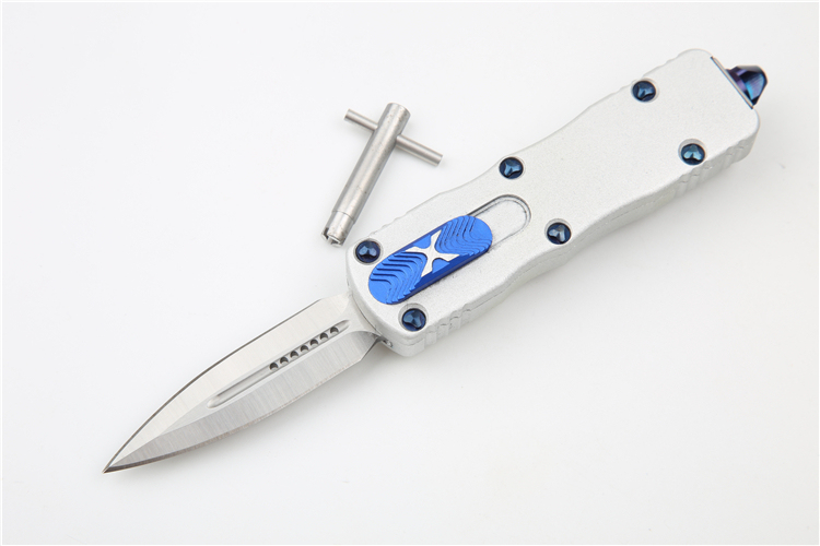 Microtech Mini Dirac Knives AUTO OTF Knife 2.16" D2 Double Edge Dagger Blade, Aviation Aluminum Handles