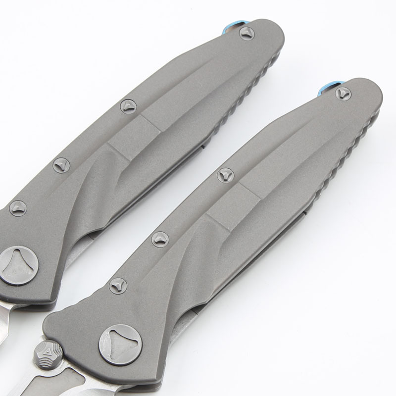 Microtech Delta Knife Folding 3.89" D2 Plain Blade, Titanium Alloy Handles