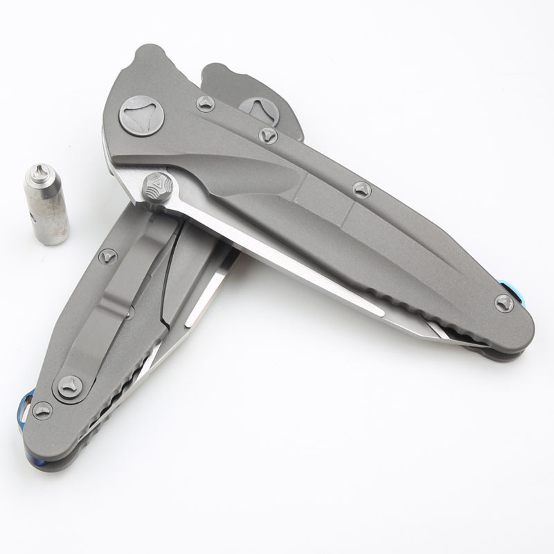 Microtech Delta Knife Folding 3.89" D2 Plain Blade, Titanium Alloy Handles