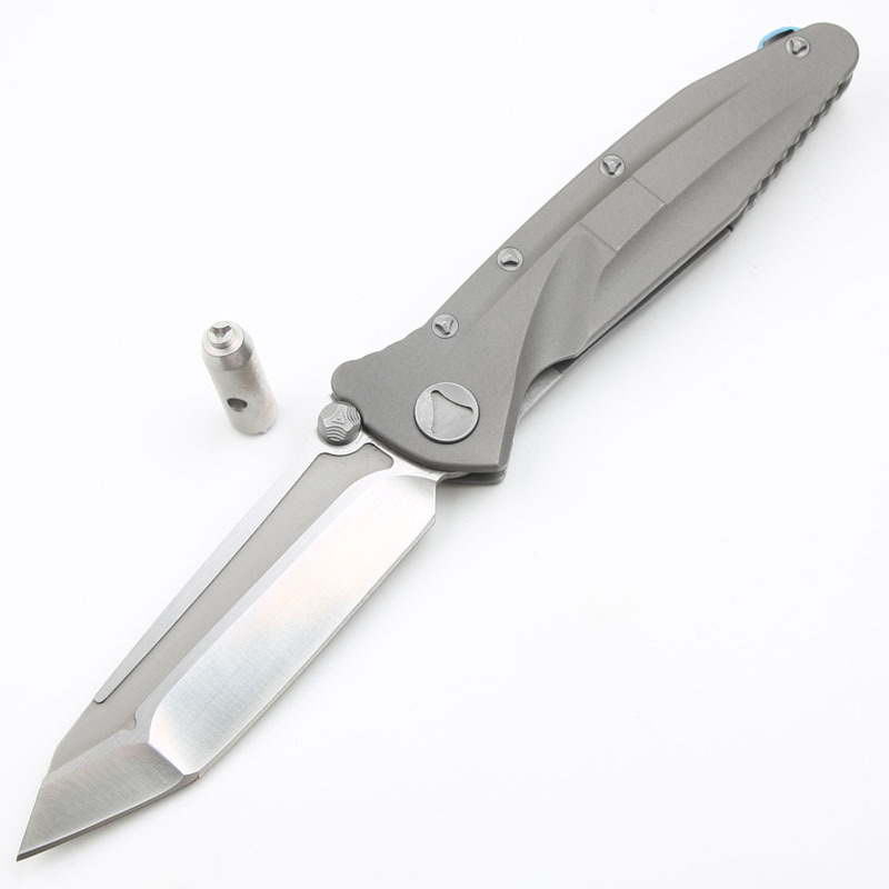 Microtech Delta Knife Folding 3.89" D2 Plain Blade, Titanium Alloy Handles