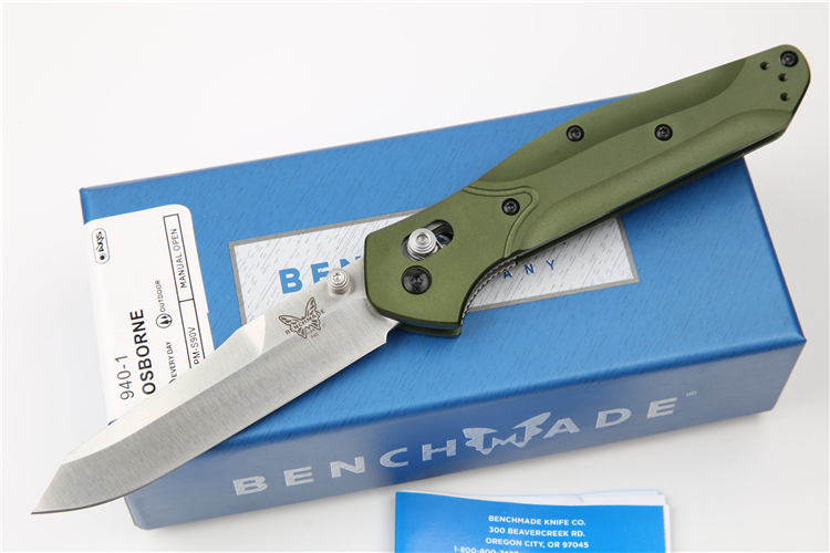 Benchmade 940 Knife Osborne Folding 3.22" S30V Satin Plain Blade, Aviation Aluminum Handles