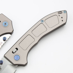 Benchmade 748 Narrows Knives AXIS Folding Knife 3.14" M390 Satin Drop Point Blade, Gray Titanium Handles