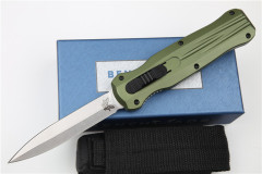 Benchmade 3320 3colors Knife Infidel Dagger AUTO OTF 3.85" D2 Black Double Edge Blade, Aluminum Handles