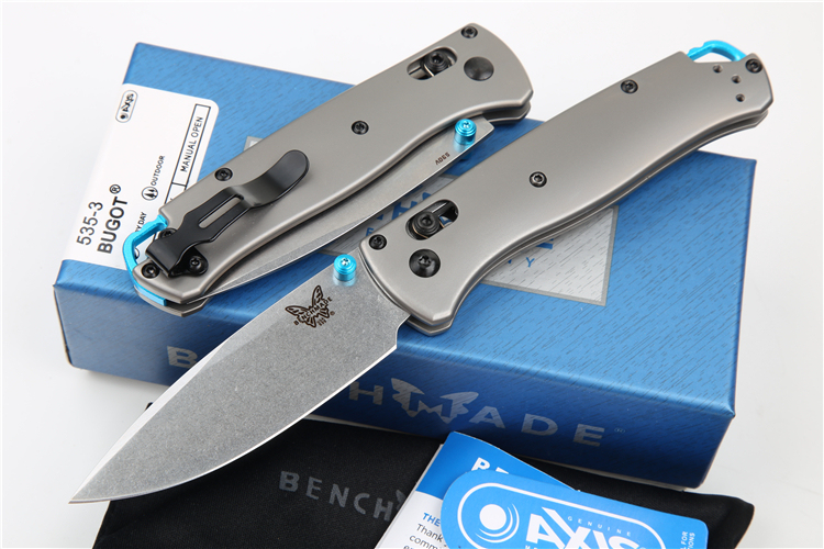 Benchmade 535 TC4 Handles knifes Bugout AXIS Folding Knife 3.07" S90V Satin Plain Blade
