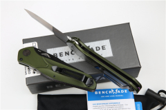 Benchmade 9400 Osborne AUTO Knife Folding 3.26" S30V Satin Plain Blade, Green Aluminum Handles