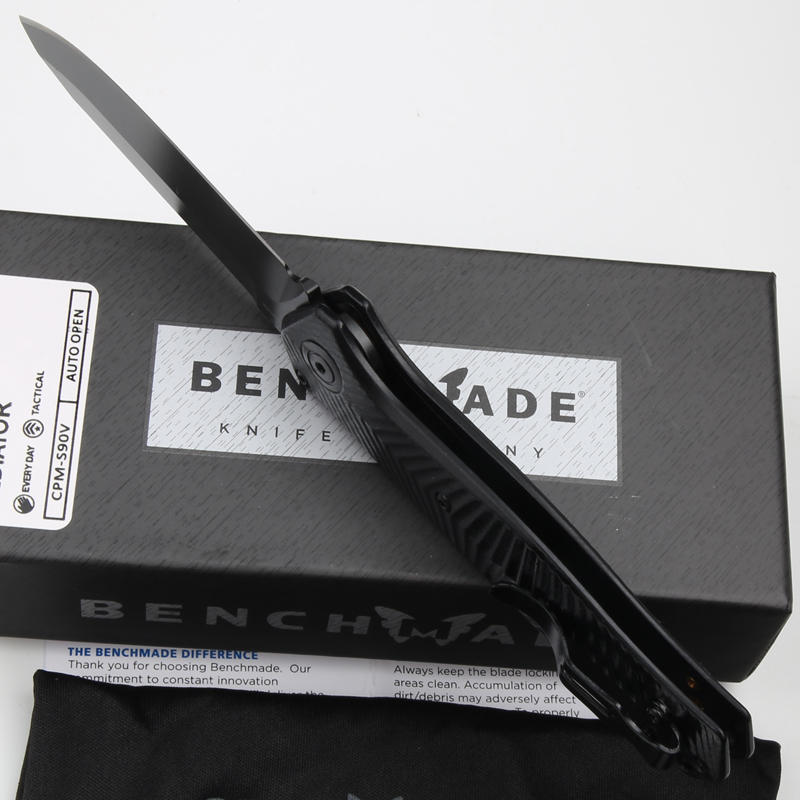 Benchmade 8551 Mediator Knife AUTO Folding 3.26" S90V Black Plain Blade, G10 Handles - 8551BK