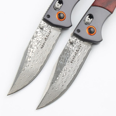 Benchmade 15080-1 Damascus Hunt Crooked River Folding knife 3.97" Clip Point Blade, Dymondwood Handles