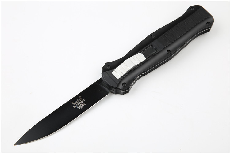 Benchmade 3300BK 4styles knives Infidel Dagger AUTO OTF Knife 3.85" D2 Black Double Edge Blade, Aviation Aluminum Handles