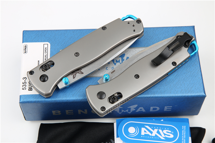 Benchmade 535 TC4 Handles knifes Bugout AXIS Folding Knife 3.07" S90V Satin Plain Blade