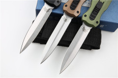 Benchmade 3320 3colors Knife Infidel Dagger AUTO OTF 3.85" D2 Black Double Edge Blade, Aluminum Handles
