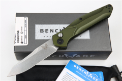 Benchmade 9400 Osborne AUTO Knife Folding 3.26" S30V Satin Plain Blade, Green Aluminum Handles