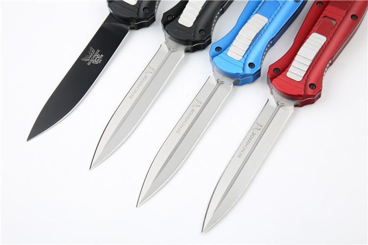 Benchmade 3300BK 4styles knives Infidel Dagger AUTO OTF Knife 3.85" D2 Black Double Edge Blade, Aviation Aluminum Handles