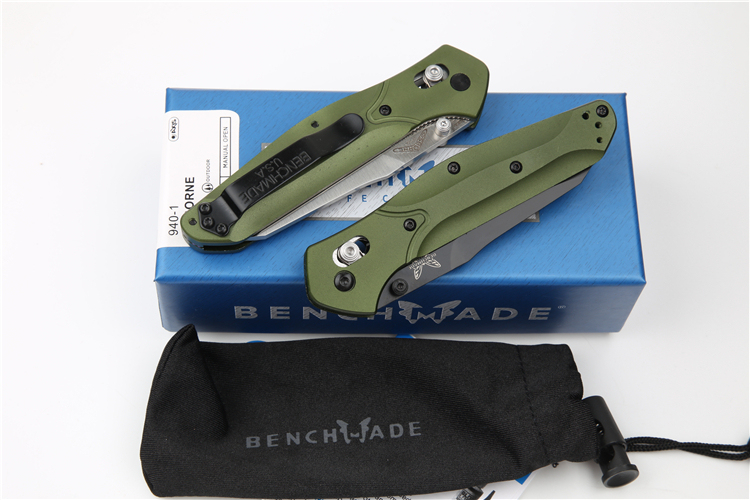 Benchmade 940 Knife Osborne Folding 3.22" S30V Satin Plain Blade, Aviation Aluminum Handles
