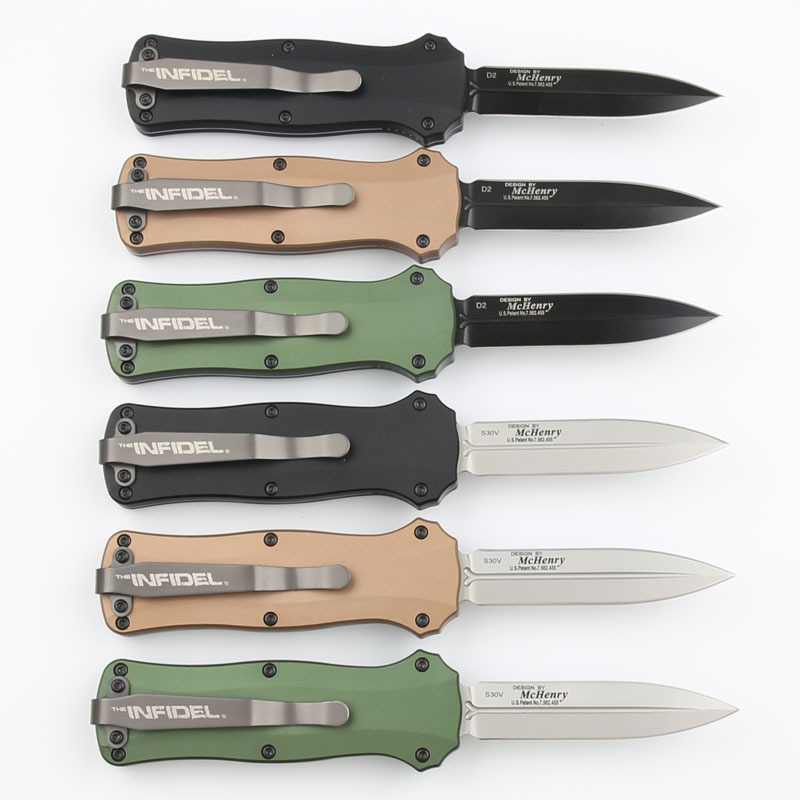 Benchmade Mini-Infidel 3350 6styles Dagger AUTO OTF Knife 3.07" S30V Double Edge Blade, Aluminum Handles - 3350BK