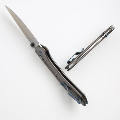 Benchmade 748 Narrows Knives AXIS Folding Knife 3.14" M390 Satin Drop Point Blade, Gray Titanium Handles