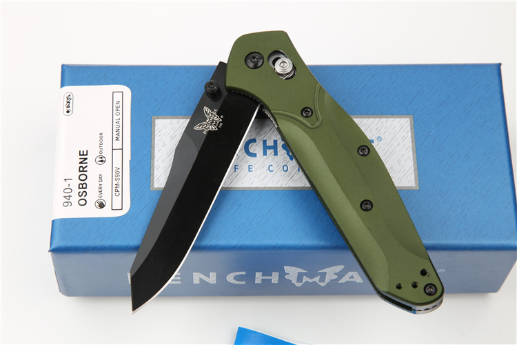 Benchmade 940 Knife Osborne Folding 3.22" S30V Satin Plain Blade, Aviation Aluminum Handles