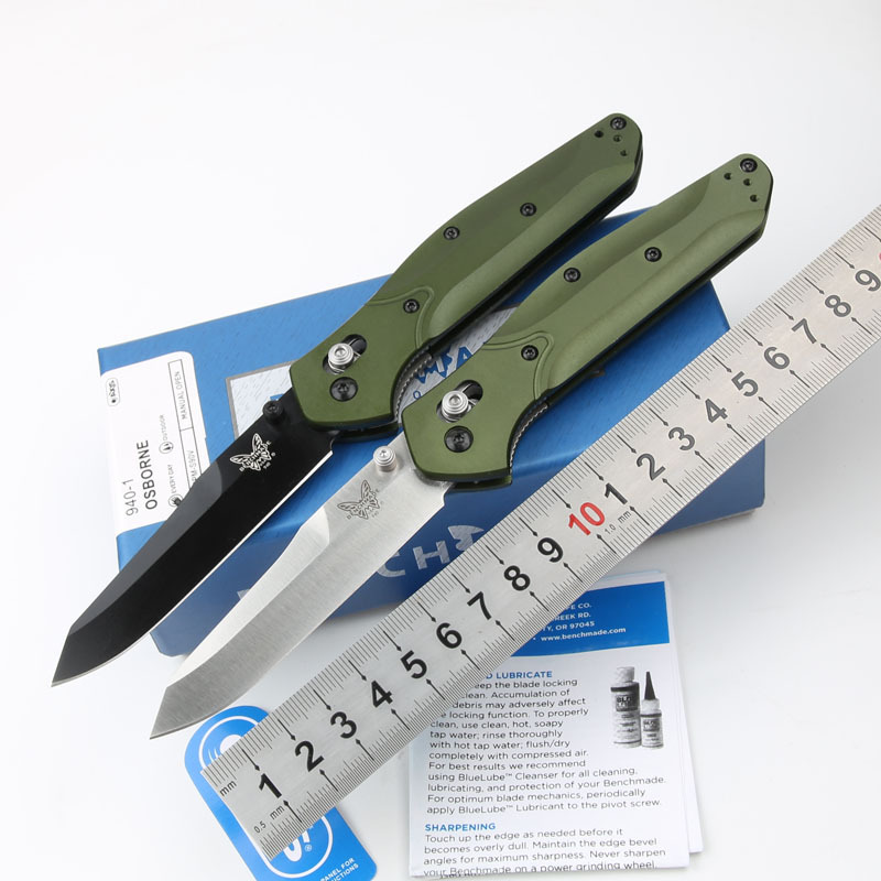Benchmade 940 Knife Osborne Folding 3.22" S30V Satin Plain Blade, Aviation Aluminum Handles