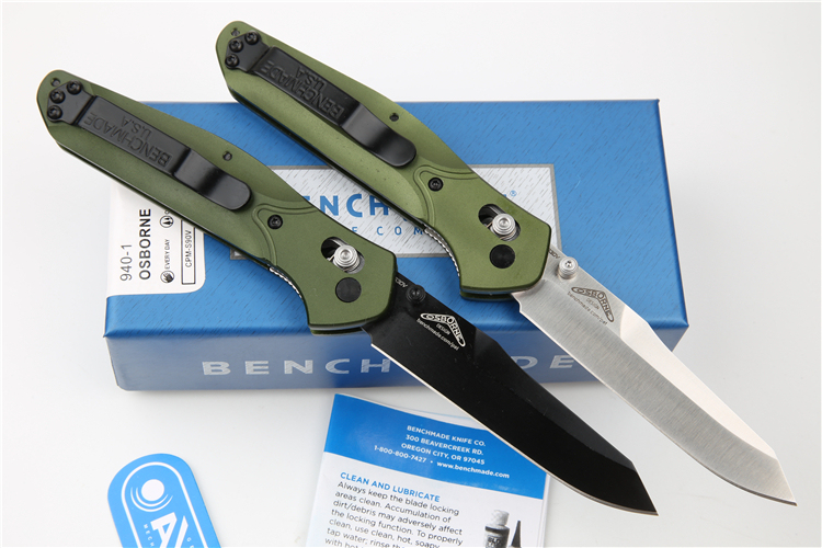 Benchmade 940 Knife Osborne Folding 3.22" S30V Satin Plain Blade, Aviation Aluminum Handles