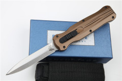 Benchmade 3320 3colors Knife Infidel Dagger AUTO OTF 3.85" D2 Black Double Edge Blade, Aluminum Handles
