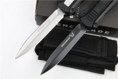 Benchmade 3300BK Knife Infidel Dagger AUTO OTF 3.85" D2 Black Double Edge Blade, Aviation Aluminum Handles
