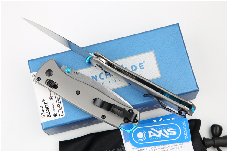 Benchmade 535 TC4 Handles knifes Bugout AXIS Folding Knife 3.07" S90V Satin Plain Blade